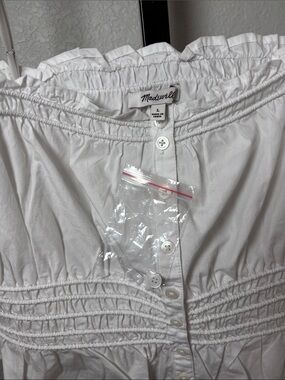 Madewell White Smocked Off-Shoulder Button Front Camisole